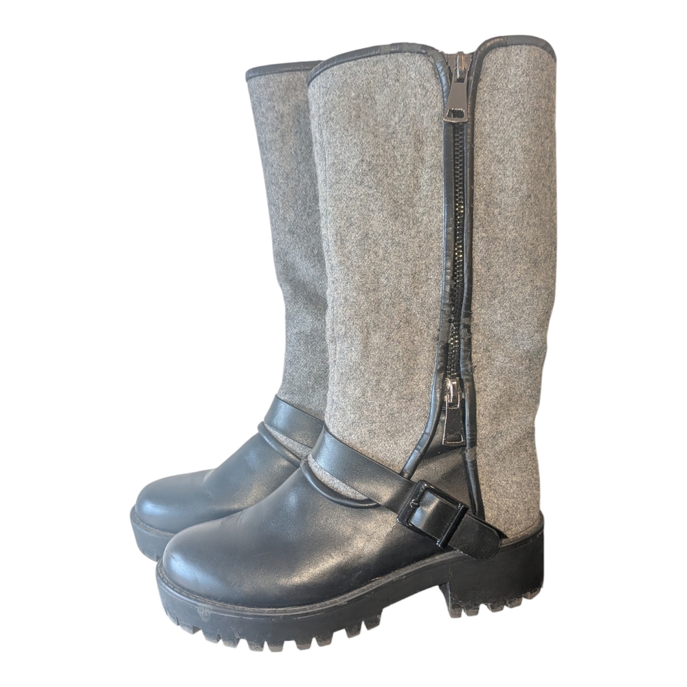 Baldi London Black and Gray Wool Riding Boots